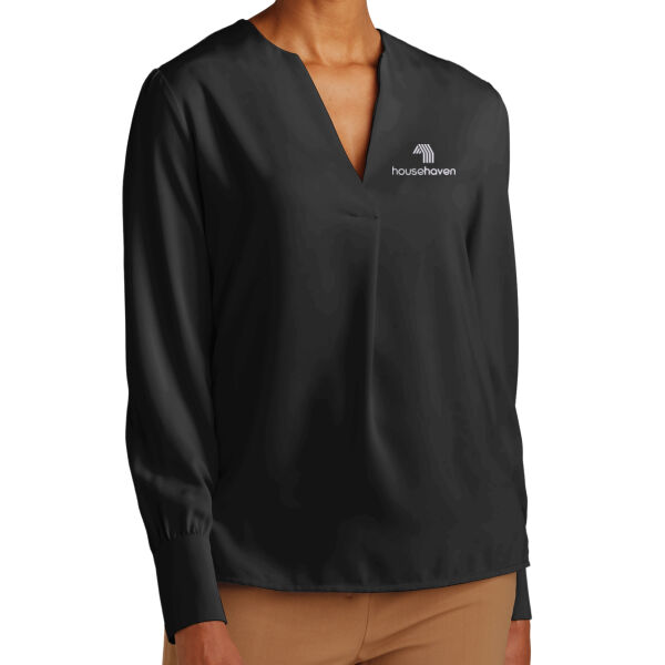 HH - Women's Open Neck Satin Blouse Thumbnail