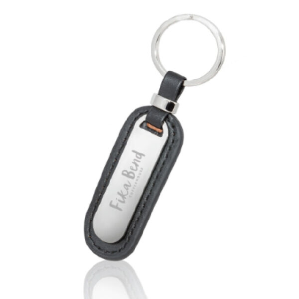 Executive Metal and Faux Leather Keychains Thumbnail